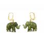 Preview: Ohrbrisur Ohrhänger Ohrringe 37x23mm goldfarben Elefant mini oliv-marmoriert Kunststoff