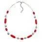 Preview: Kette Drahtkette mit Glasperlen Walze rot und kristall silber-verspiegelt 45cm