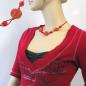 Preview: Kette 3x Scheibe Kunststoff hellrot-marmoriert Kordel rot 45cm