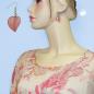 Preview: Ohrhaken Ohrhänger Ohrringe 45x20mm Kunststoffperle Blatt rosa mit Flitter
