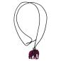 Preview: Kette 35x32x18mm Elefant Kunststoff fuchsia-weiß marmoriert Kordel schwarz 100cm