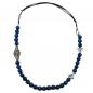 Preview: Kette Kunststoff Perlenkette blau altsilber Kordel blau 80cm