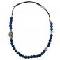 Preview: Kette Kunststoff Perlenkette blau altsilber Kordel blau 80cm Preview: Kette Kunststoff Perlenkette blau altsilber Kordel blau 80cm