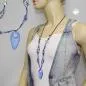 Preview: Kette Kunststoffperlen blau transparent silberfarben Faustkeil Kordel blau 90cm Preview: Kette Kunststoffperlen blau transparent silberfarben Faustkeil Kordel blau 90cm