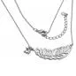 Preview: Kette 34x11mm Metallanhänger Feder Ankerkette rhodiumfarbig 42cm