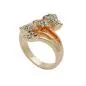 Preview: Ring 17mm Blütenranke rotvergoldet mit 5 Blättern mit Glassteinen Ringgröße 54