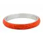 Preview: Armreif 77x10mm Metall mit 6 Reihen Glassteine rot-orange