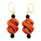 Preview: Ohrbrisur Ohrhänger Ohrringe 54x19mm goldfarben Schraubenperle rot-orange schwarz Kunststoff