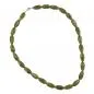 Preview: Kette 22x11mm Birnenperle Kunststoff oliv-weiß-marmoriert glänzend 60cm