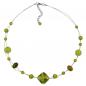 Preview: Kette Drahtkette Crash-Perle oliv Kunststoffperlen 45cm