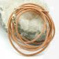 Preview: Lederband Rundschnur Rindleder 2mm naturfarben mit 1x Verschluss silberfarbig ca. 1m