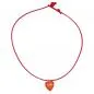 Preview: Kette Kinderkette Herz rot mit Schliff Kordel rot 42cm