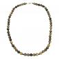 Preview: Kette Perlen 12mm Perle Kunststoff oliv-schwarz-marmor 75cm