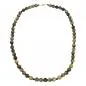 Preview: Kette Perlen 12mm Perle Kunststoff oliv-schwarz-marmor 75cm