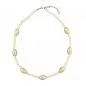 Preview: Kette 18x12mm Olive elfenbein-farbig silberfarbig gesprenkelt Kunststoff 50cm