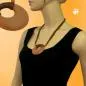 Preview: Kette Kunststoff Scheibe Amulett karamel matt 4x Kordel braun 60cm Preview: Kette Kunststoff Scheibe Amulett karamel matt 4x Kordel braun 60cm