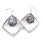 Preview: Ohrhaken, Viereck mit Perle silber-grau
