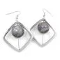 Preview: Ohrhaken, Viereck mit Perle silber-grau