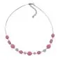 Preview: Kette Drahtkette mit Glasperlen Facettenperle sattrosa und silber-verspiegelt 45cm