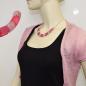 Mobile Preview: Kette Schrägperle Kunststoff rosa und pink-marmoriert-matt Kordel rosa 45cm