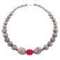 Preview: Kette Rundperlen grau Spiralperle pink