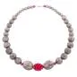 Preview: Kette Rundperlen grau Spiralperle pink
