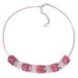 Preview: Kette Schrägperle Kunststoff altrosa und kristallklar Kordel rosa und Draht 45cm