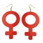 Mobile Preview: Ohrhaken Ohrring 100x50mm Frauenzeichen weibliches Symbol rot Kunststoff