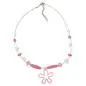 Preview: Kette Drahtkette mit Glas- und Kunststoffperlen rosa-transparent mit rosa Blume 45cm