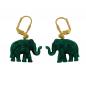 Preview: Ohrbrisur Ohrhänger Ohrringe 37x23mm goldfarben Elefant mini grün-marmoriert Kunststoff