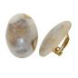 Preview: Clip Ohrring 27x19mm oval beige-horn-marmoriert glänzend Kunststoff-Bouton