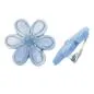 Preview: Clip Ohrring 30mm Blüte hellblau-transparent-silber matt Kunststoff-Bouton