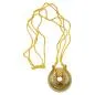 Preview: Kette 53mm Scheibe gelb seidig Amulett-Aufsatz altgoldfarben Kunststoff Atlasbiese gelb 90cm Preview: Kette 53mm Scheibe gelb seidig Amulett-Aufsatz altgoldfarben Kunststoff Atlasbiese gelb 90cm