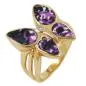 Preview: Ring 18x20mm Schmetterling lila farbig lackiert 3 Mikron vergoldet Ringgröße 64
