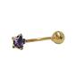 Preview: Bauchnabelpiercing Banana 18x6mm Stern Zirkonia amethyst mit Kugel 14Kt