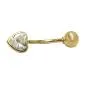 Preview: Bauchnabelpiercing Banana 20x6mm Zirkonia-Herz 14Kt GOLD