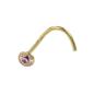 Preview: Nasenstecker 2,5mm Spirale mit Zirkonia rund pink 18Kt Gold