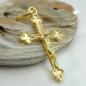 Preview: Anhänger 26x17mm Kreuz mit Jesus glänzend 14Kt GOLD