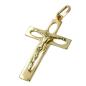 Preview: Anhänger 28x17mm Kreuz mit Jesus durchbrochen glänzend 14Kt GOLD