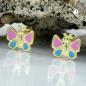 Preview: Ohrstecker Ohrring 7mm Schmetterling pink-hellblau 9Kt GOLD Preview: Ohrstecker Ohrring 7mm Schmetterling pink-hellblau 9Kt GOLD