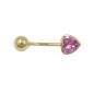 Preview: Bauchnabelpiercing Banana 20x6mm Zirkonia-Herz pink 14Kt GOLD