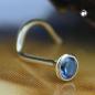 Preview: Nasenstecker 2,5mm Spirale mit Zirkonia aquamarin-hellblau 18Kt GOLD