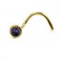 Preview: Nasenstecker 2,5mm Spirale mit Zirkonia lila-violett 18Kt GOLD