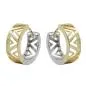 Preview: Creole Ohrring 13x5mm Klappscharnier bicolor Gelbgold und Weißgold 9Kt GOLD
