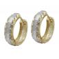 Preview: Creole Ohrring 14x4mm Klappscharnier bicolor diamantiert 9Kt GOLD