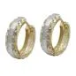 Preview: Creole Ohrring 14x4mm Klappscharnier bicolor diamantiert 9Kt GOLD