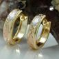 Preview: Creole Ohrring 12x3mm Klappscharnier tricolor diamantiert 9Kt GOLD