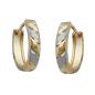 Preview: Creole Ohrring 12x3mm Klappscharnier bicolor diamantiert 9Kt GOLD