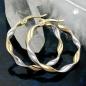 Preview: Creole Ohrring 26x3mm oval bicolor diamantiert geschwungen 9Kt GOLD