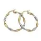 Preview: Creole Ohrring 26x3mm oval bicolor diamantiert geschwungen 9Kt GOLD